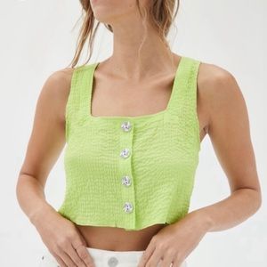 Urban Outfitters Neon Chartreuse Button Up Y2K 80s Tank Top